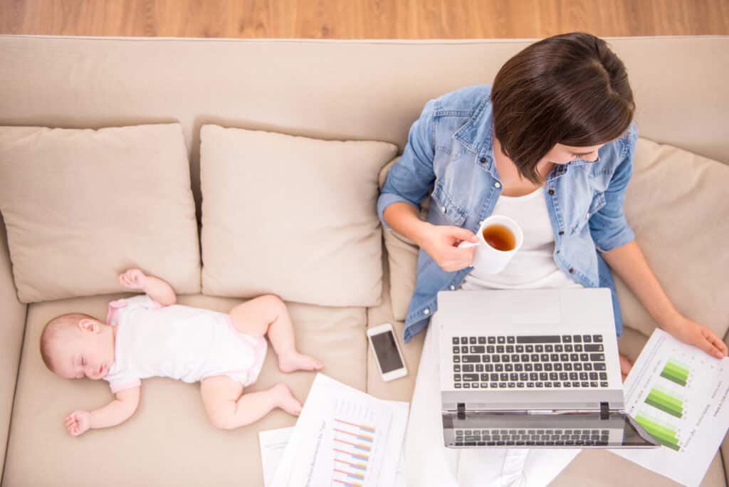 Jesus Never Rushed: Lessons for Busy Mothers, woman working with kid napping